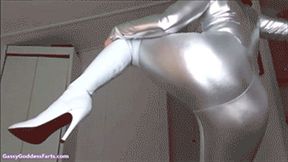 * 854x480p * + Shiny Catsuit Boots & Farting Cock Tease -Mov