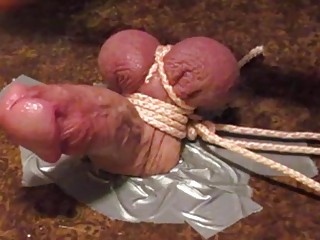 Tiny cock tied up and probed by a horny mistress