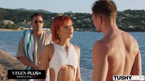 TUSHY Stunning Redhead Dolly Dyson Has Intense Double Penetration Orgasm