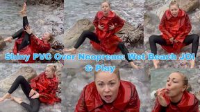 Shiny PVC Over Neoprene: Wet Beach JOI & Play - MP4 HD