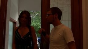 Solo babe plays with herself and gives a handjob