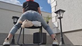 Two Plushies Trapped Under My Big Jeans Butt – Farts & Facesitting in Chair.