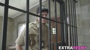 Little slut seduces and fucks the guard to get out of jail