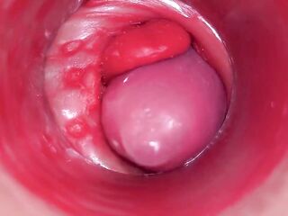 Inside a Camgirl Cervix POV Camera in Snatch with Large Ramrod Toy