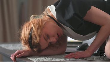Busty blonde maid sucks huge cock in amateur POV scene