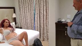 Amateur Cuckold Husband Watches Wife Fuck Stranger Bareback in Hotel Room.