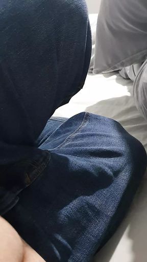 Step son in jeans in bed with step mom naked without panties
