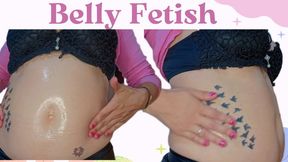 Shine and Sensuality: Belly Fetish with Oil and Massage