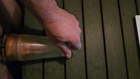 Sextoy fucking on the balcony
