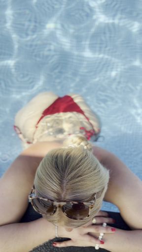 Hot blonde in the pool