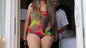 Caught fucking on the balcony with a beach view!