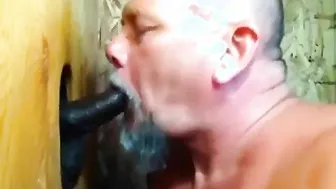 Black Cock Glory Hole Blowjob and Cumshot