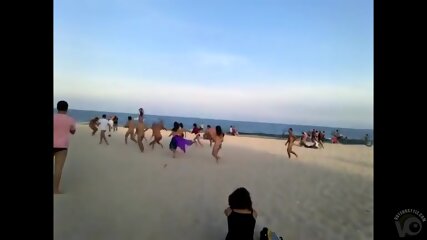 Playing the soccer while nude