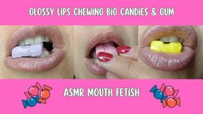 Glossy Lips Chewing Big Candies & Gum – ASMR Mouth Fetish