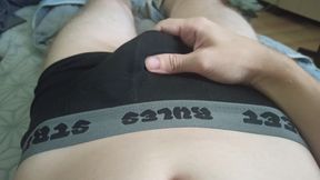Guy Massages His Dick Through His Underpants
