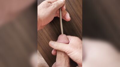 Old guy sounding, stroking & cumming