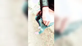 Twink exhibitionist jerks off with penis ring at Berlin cruising spot