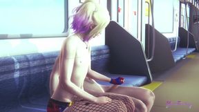 Harley Quinn femboy twink gets creampied raw in animated threesome