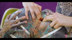 Tatted TEENS Ramming Huge Toys Into Each Other’s Holes