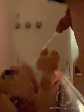 Dared to Pee on My Naked Flatmate Who Gets Hard