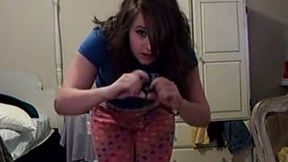Adorable teen gal takes clothes off in front of camera
