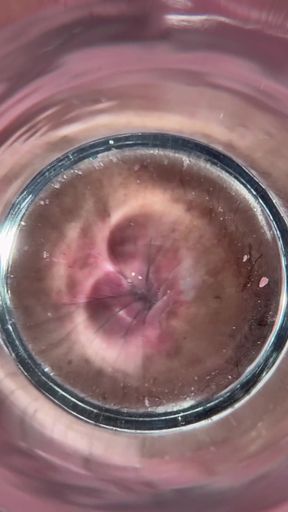 Close-up of a person's face in a mirror