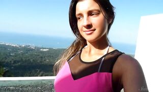 Gorgeous Brunette Melena Gets Naked Next To An Amazing View Outdoors!