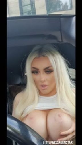 Scottish Blonde Flashing her Fake Tits in Public