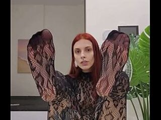 Teasing in Sheer Snakeskin Fishnet Bodysuit Full Body Worship