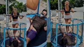 Testicle Trampling on a Trampoline! Bratty Blonde CBT, Ballbusting
