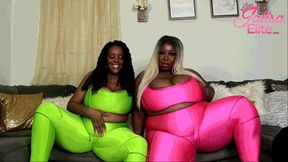 Double Ebony Ass Worship in Neon Spandex