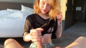 Quickie POV sensual fuck with petite Russian Blonde babe on a balcony