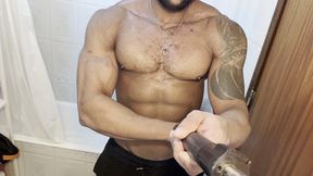 muscular man with a bbc jerking off