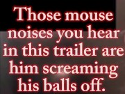 BallbustingStacy Bands Elastrated Balls and Hard Punches Balls in Lingerie Trailer