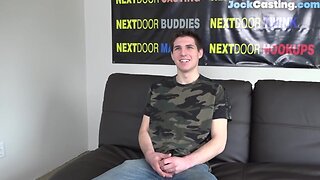 Auditioning jock solo wanking his cock