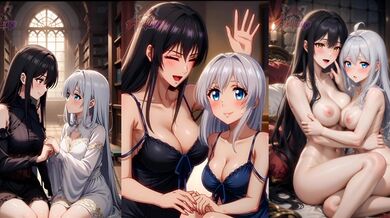 Lesbian yuri librarian seduced with wet pussy licking and sucking anime hentai