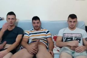 Three horny romanian buddies masturbating