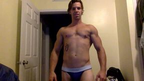 Hot Muscled American Guy Flexing