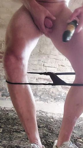 Precum on dildo and back in ass