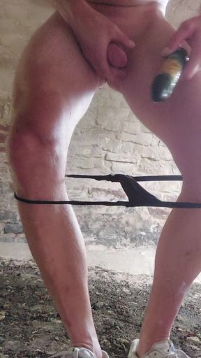 Precum on dildo and back in ass