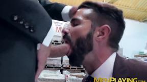 ”Classy studs go to the warehouse for hardcore analhammering”