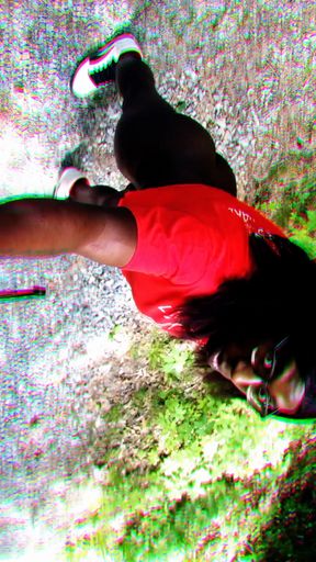 Memorable moment from &quot;Ebony trans letting it hang and swang on a sunny Day.&quot;