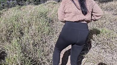 Horny Stepsister Urinates Wild on Mountain Trail Public Shame