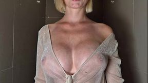 Touch my wet naked body and jerk off on me. Dry vs Wet Clothes Try-On