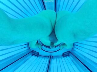 Tanning salon. Caught on camera Dancing in tanning couch