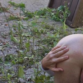 Outside gaping and farting asshole after anal dildo fuck