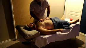 Rugby player gets hard during his massage