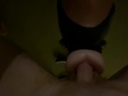Hung jock facefucks sub in fleshlight mask. Cums down throat hard