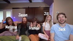 My 1st Orgy ~ feat. SexyHippies & JackplusJill ~ everyone cums on Frankie during group sex cam show!