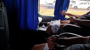 bastard inside the bus tells me to suck his dick until i come and we give a white kiss